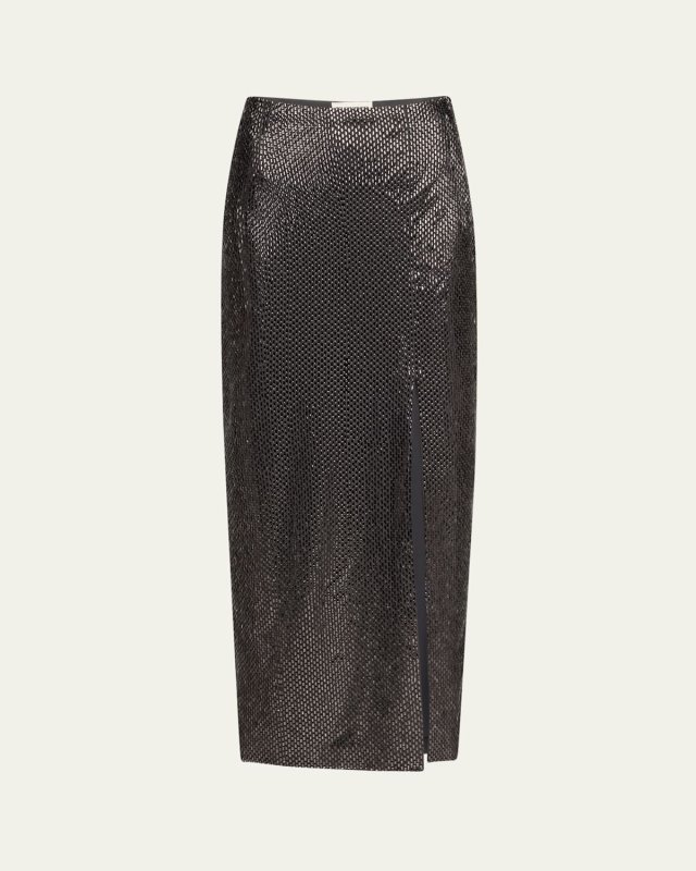 Diamante Crepe Slit Maxi Skirt